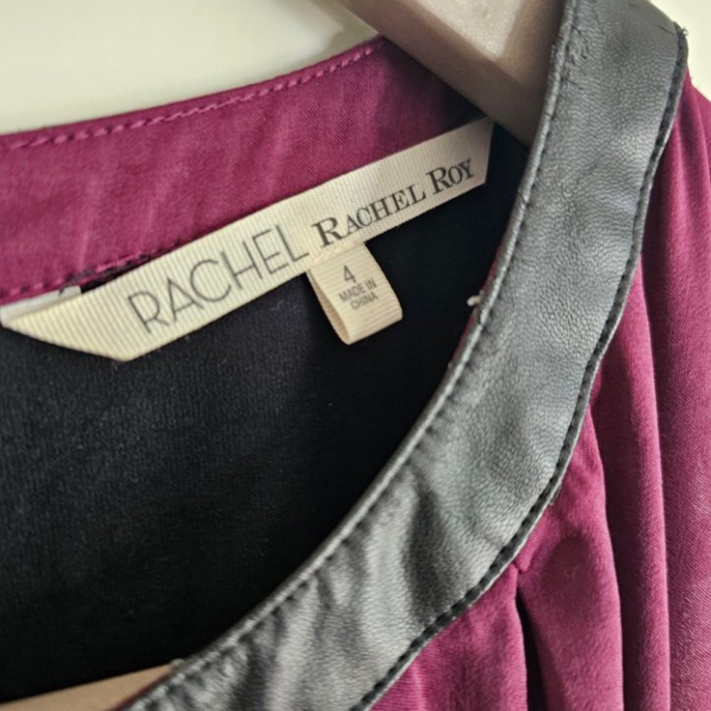 RACHEL ROY Asymmetrical Hem Sleeveless Size 4 Burgundy/Plum & Black Dress - Picture 4 of 10